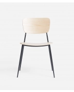 Freja - Wooden Dining Chair With Black Metal Legs