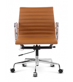 Modern Designer Office Chair in Tan Brown Italian Leather - front