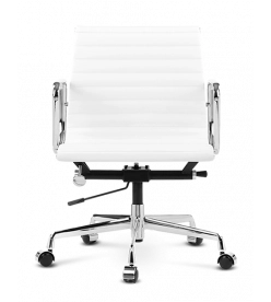 Modern Designer Office Chair in White Italian Leather - front