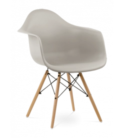 Eames DAW Chair in Beige & Beech Legs - front angle