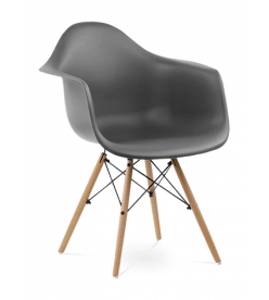 Eames DAW Chair in Dark Grey & Beech Legs - front angle