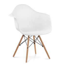 Eames DAW Chair in White & Beech Legs - front angle