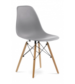 Eames DSW Chair Replica in Mid Grey & Beech Legs - front angle