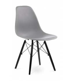 Eames DSW Chair Replica in Mid Grey & Black Legs - front angle