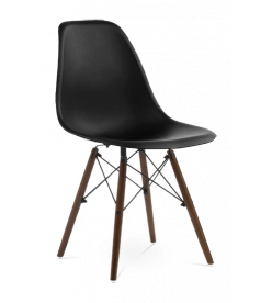 Eames DSW Chair Replica in Black & Walnut Legs - front angle