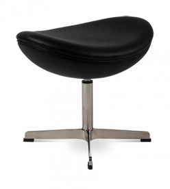 Arne Jacobsen Egg Ottoman in Black Leather - front angle