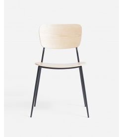 Freja - Wooden Dining Chair With Black Metal Legs
