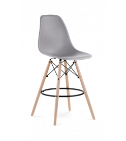 Eames Eiffel Bar Stool Replica in Mid Grey & Beech Legs -  front angle