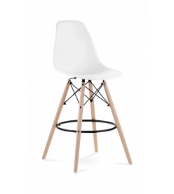 Eames Eiffel Bar Stool Replica - White & Beech Legs 