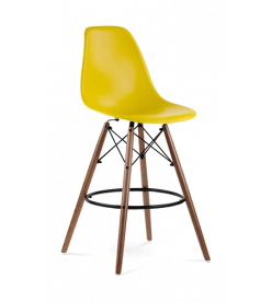 Eames Eiffel Bar Stool Replica - Mustard & Walnut Legs