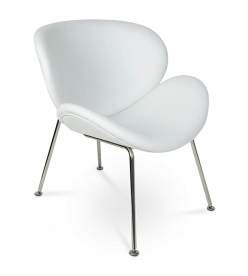 Paulin Orange Slice Chair Replica - White Leather Front Angle