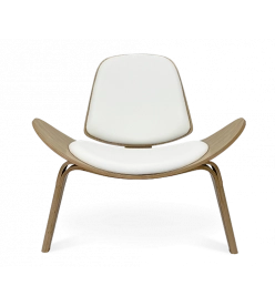 Scandinavian Furniture | Hans Wegner Shell Chair Replica in Oak & White Cushion - front